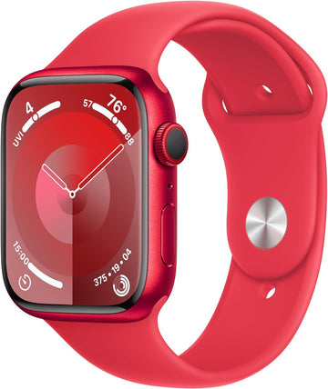 Apple Watch Series 9 [GPS + Cellular 41mm] chytré hodinky s (produkt) ČERVENÝM hliníkovým pouzdrem s (produkt) RED sportovním páskem S/M. Fitness Tracker, EKG aplikace, Always-On Retina Display