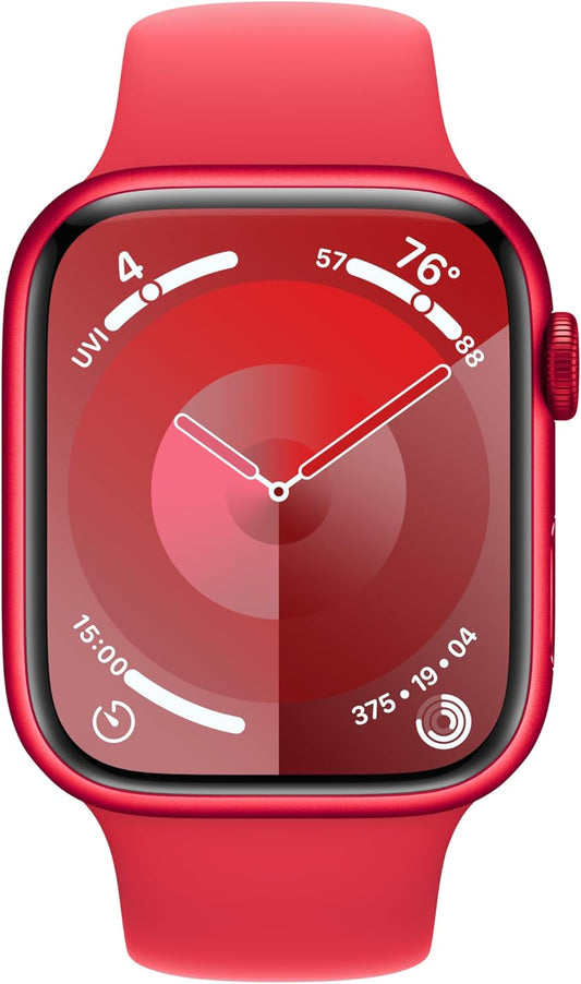 Apple Watch Series 9 [GPS + Cellular 41mm] chytré hodinky s (produkt) ČERVENÝM hliníkovým pouzdrem s (produkt) RED sportovním páskem S/M. Fitness Tracker, EKG aplikace, Always-On Retina Display